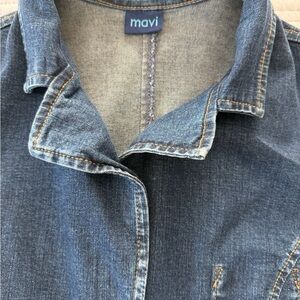 Mavi Dark Wash Denim Blazer Jacket Fitted Button Front Stretch Womens size M